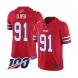 Youth Buffalo Bills #91 Ed Oliver Limited Red Rush Vapor Untouchable 100th Season Football Jersey