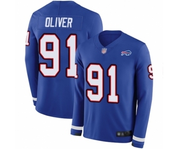 Youth Buffalo Bills #91 Ed Oliver Limited Royal Blue Therma Long Sleeve Football Jersey