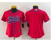 Youth Buffalo Bills Blank Red With Patch Cool Base Stitched Baseball Jersey