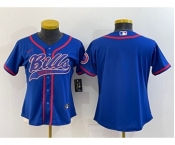 Youth Buffalo Bills Blank Royal With Patch Cool Base Stitched Baseball Jersey