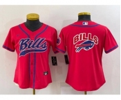 Youth Buffalo Bills Red Team Big Logo With Patch Cool Base Stitched Baseball Jersey