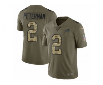 Youth Nike Buffalo Bills #2 Nathan Peterman Limited Olive Camo 2017 Salute to Service NFL Jersey