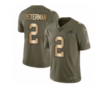 Youth Nike Buffalo Bills #2 Nathan Peterman Limited Olive Gold 2017 Salute to Service NFL Jersey