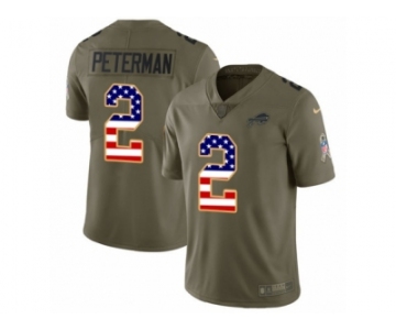 Youth Nike Buffalo Bills #2 Nathan Peterman Limited Olive USA Flag 2017 Salute to Service NFL Jersey