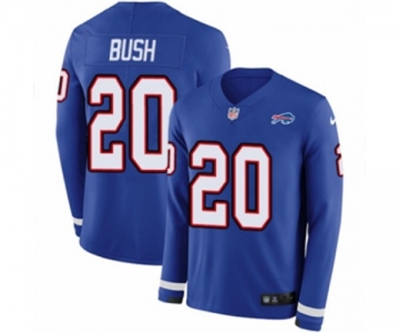 Youth Nike Buffalo Bills #20 Rafael Bush Limited Royal Blue Therma Long Sleeve NFL Jersey