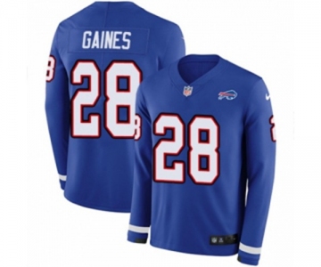 Youth Nike Buffalo Bills #28 Phillip Gaines Limited Royal Blue Therma Long Sleeve NFL Jersey