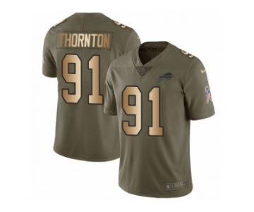 Youth Nike Buffalo Bills #91 Cedric Thornton Limited Olive Gold 2017 Salute to Service NFL Jersey