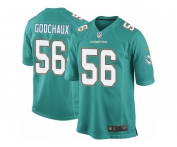 Men Nike Miami Dolphins #56 Davon Godchaux Game Aqua Green Team Color NFL Jersey