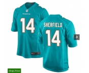 Men's Miami Dolphins #14 Sherfield Game Aqua Green Team Color Football Jersey