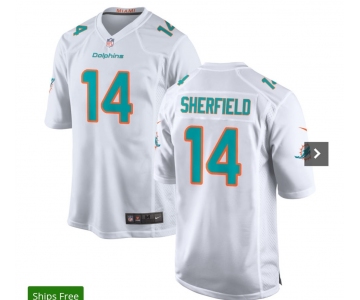 Men's Miami Dolphins #14 Sherfield Game  White Team Color Football Jersey