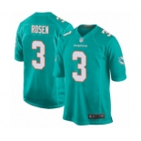 Men's Miami Dolphins #3 Josh Rosen Game Aqua Green Team Color Football Jersey