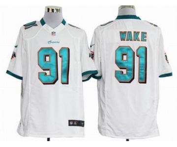 nike nfl jerseys miami dolphins #91 wake white[game]