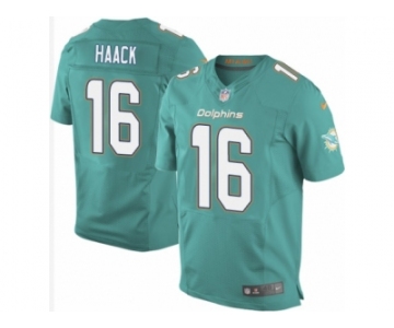 Men Nike Miami Dolphins #16 Matt Haack Elite Aqua Green Team Color NFL Jersey