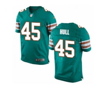 Men Nike Miami Dolphins #45 Mike Hull Elite Aqua Green Alternate NFL Jersey