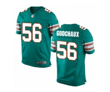 Men Nike Miami Dolphins #56 Davon Godchaux Elite Aqua Green Alternate NFL Jersey