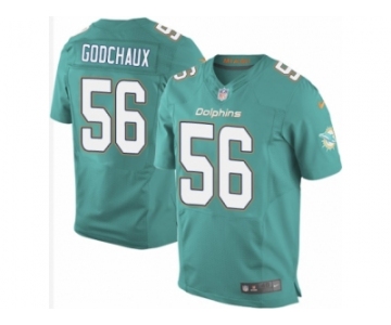 Men Nike Miami Dolphins #56 Davon Godchaux Elite Aqua Green Team Color NFL Jerse