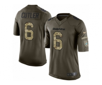 Men Nike Miami Dolphins #6 Jay Cutler Elite Green Salute to Service NFL Jersey