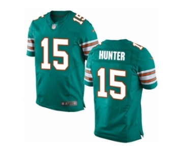 Men's Nike Miami Dolphins #15 Justin Hunter Elite Aqua Green Alternate NFL Jersey