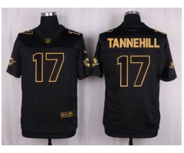 Nike Miami Dolphins #17 Ryan Tannehill Black Pro Line Gold Collection Jersey[Elite]