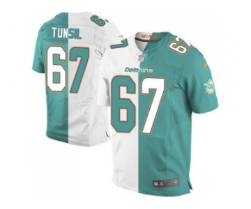 Nike Miami Dolphins #67 Laremy Tunsil Aqua Green White Men's Stitched NFL Elite Split Jersey