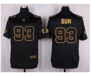 Nike Miami Dolphins #93 Ndamukong Suh Black Pro Line Gold Collection Jersey[Elite]