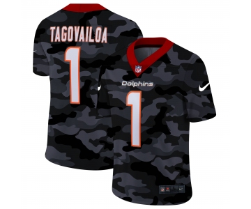 Men New Nike Miami Dolphins #1 Tagovailoa 2020 Nike Camo Salute to Service Limited Jersey