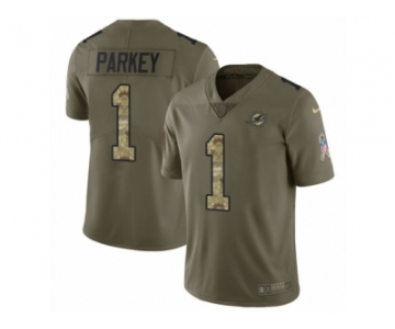 Men Nike Miami Dolphins #1 Cody Parkey Limited Olive Camo 2017 Salute to Service NFL Jersey