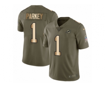 Men Nike Miami Dolphins #1 Cody Parkey Limited Olive Gold 2017 Salute to Service NFL Jersey