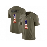 Men Nike Miami Dolphins #1 Cody Parkey Limited Olive USA Flag 2017 Salute to Service NFL Jersey