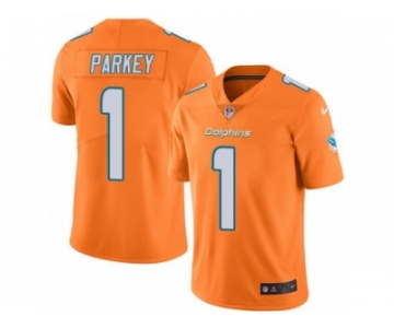 Men Nike Miami Dolphins #1 Cody Parkey Limited Orange Rush Vapor Untouchable NFL Jersey