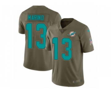 Men Nike Miami Dolphins #13 Dan Marino Limited Olive 2017 Salute to Service NFL Jersey