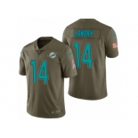 Men Nike Miami Dolphins #14 Jarvis Landry Olive 2017 Salute to Service Limited Jerseys