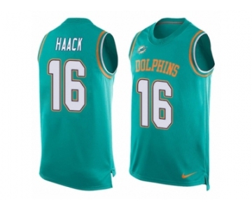 Men Nike Miami Dolphins #16 Matt Haack Limited Aqua Green Player Name & Number Tank Top NFL Jersey