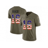 Men Nike Miami Dolphins #16 Matt Haack Limited Olive USA Flag 2017 Salute to Service NFL Jersey