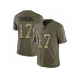 Men Nike Miami Dolphins #17 Ryan Tannehill Limited Olive Camo 2017 Salute to Service NFL Jersey