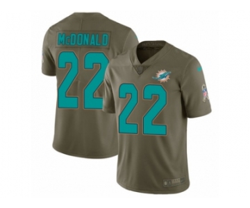 Men Nike Miami Dolphins #22 T.J. McDonald Limited Olive 2017 Salute to Service NFL Jersey