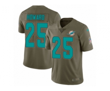 Men Nike Miami Dolphins #25 Xavien Howard Limited Olive 2017 Salute to Service NFL Jerse