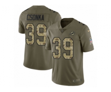 Men Nike Miami Dolphins #39 Larry Csonka Limited Olive Camo 2017 Salute to Service NFL Jersey