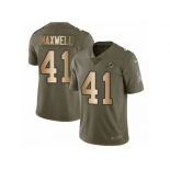 Men Nike Miami Dolphins #41 Byron Maxwell Limited Olive Gold 2017 Salute to Service NFL Jersey