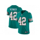 Men Nike Miami Dolphins #42 Alterraun Verner Aqua Green Alternate Vapor Untouchable Limited Player NFL Jersey