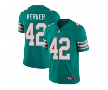 Men Nike Miami Dolphins #42 Alterraun Verner Aqua Green Alternate Vapor Untouchable Limited Player NFL Jersey