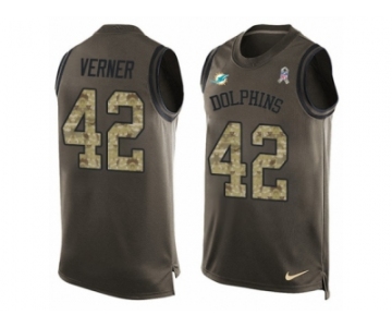 Men Nike Miami Dolphins #42 Alterraun Verner Limited Green Salute to Service Tank Top NFL Jersey