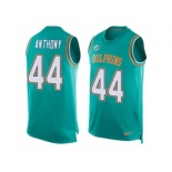 Men Nike Miami Dolphins #44 Stephone Anthony Limited Aqua Green Player Name & Number Tank Top NFL Jersey