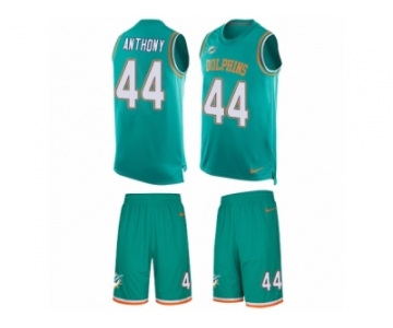 Men Nike Miami Dolphins #44 Stephone Anthony Limited Aqua Green Tank Top Suit NFL Jersey