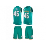 Men Nike Miami Dolphins #45 Mike Hull Limited Aqua Green Tank Top Suit NFL Jersey