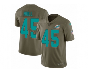 Men Nike Miami Dolphins #45 Mike Hull Limited Olive 2017 Salute to Service NFL Jersey