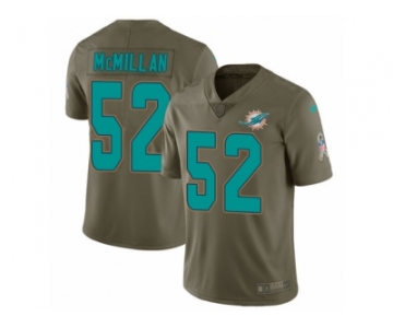 Men Nike Miami Dolphins #52 Raekwon McMillan Limited Olive 2017 Salute to Service NFL Jersey