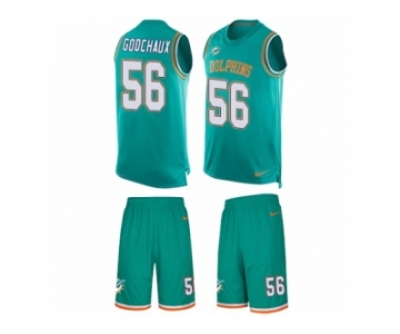 Men Nike Miami Dolphins #56 Davon Godchaux Limited Aqua Green Tank Top Suit NFL Jersey