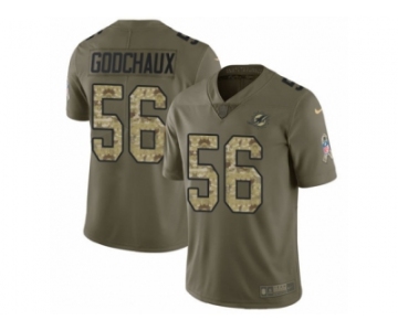 Men Nike Miami Dolphins #56 Davon Godchaux Limited Olive Camo 2017 Salute to Service NFL Jersey