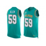 Men Nike Miami Dolphins #59 Chase Allen Limited Aqua Green Player Name & Number Tank Top NFL Jersey